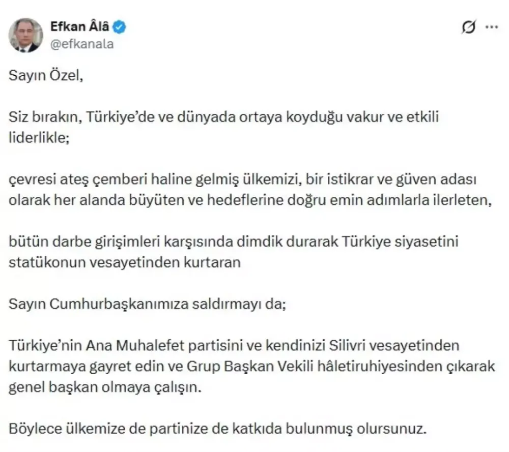 Ala'dan Özel'e Tepki - Son Dakika