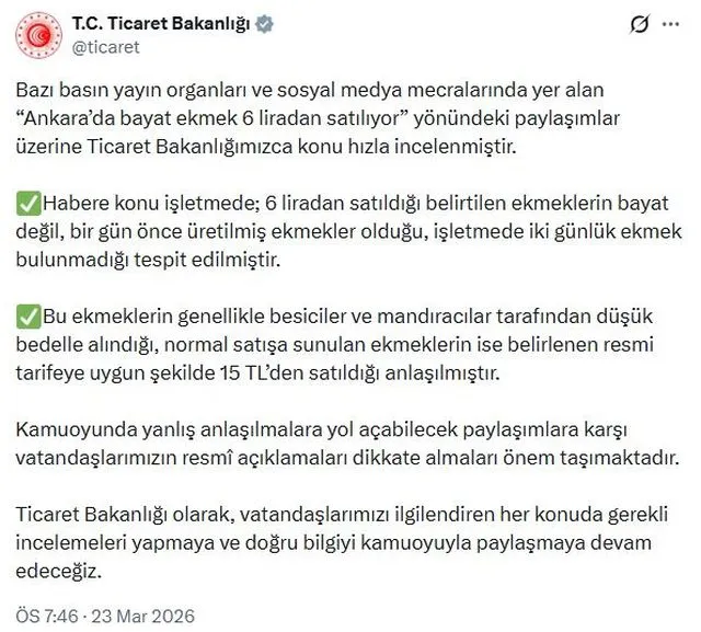 Bakanlıktan
