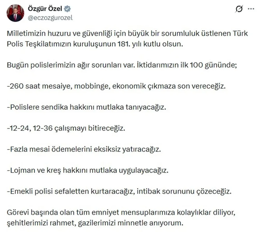 Özgür Özel, Türk Polis Teşkilatı