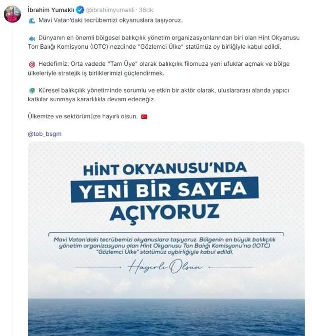 Türkiye, Hint Okyanusu Ton Balığı Komisyonu