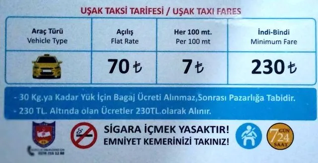 Uşak'ta Taksi Ücretlerine Zam Geldi